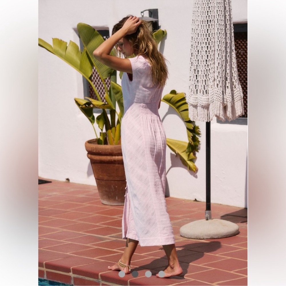 Free People Free-est New In Town Midi Dress Medium Pink Festival Bloom - Picture 16 of 16